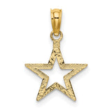10k Yellow Gold Star Pendant Charm with Open Cutout Design, Minimalist Celestial Style