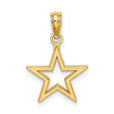 10k Yellow Gold Star Pendant Charm with Open Cutout Design, Minimalist Celestial Style