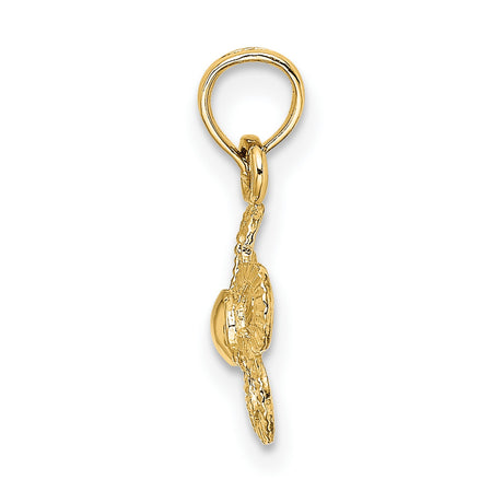 10k Yellow Gold Daisy Pendant with Open Petal Floral Design, Textured Flower Charm