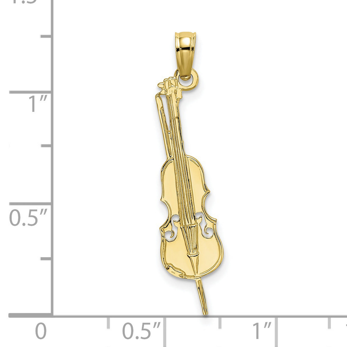 10k Yellow Gold Violin Pendant, Musical Instrument Charm for Musicians or Unisex Wear