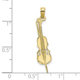 10k Yellow Gold Violin Pendant, Musical Instrument Charm for Musicians or Unisex Wear