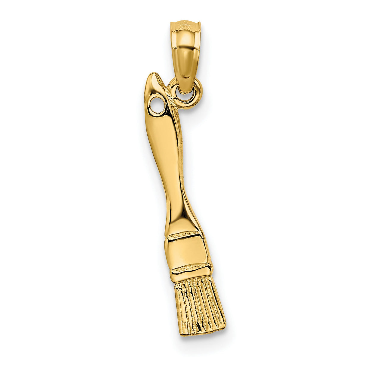 10k Yellow Gold Paintbrush Pendant, Artistic Brush Charm, Symbolic Art Jewelry for Women or Unisex