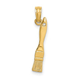 10k Yellow Gold Paintbrush Pendant, Artistic Brush Charm, Symbolic Art Jewelry for Women or Unisex