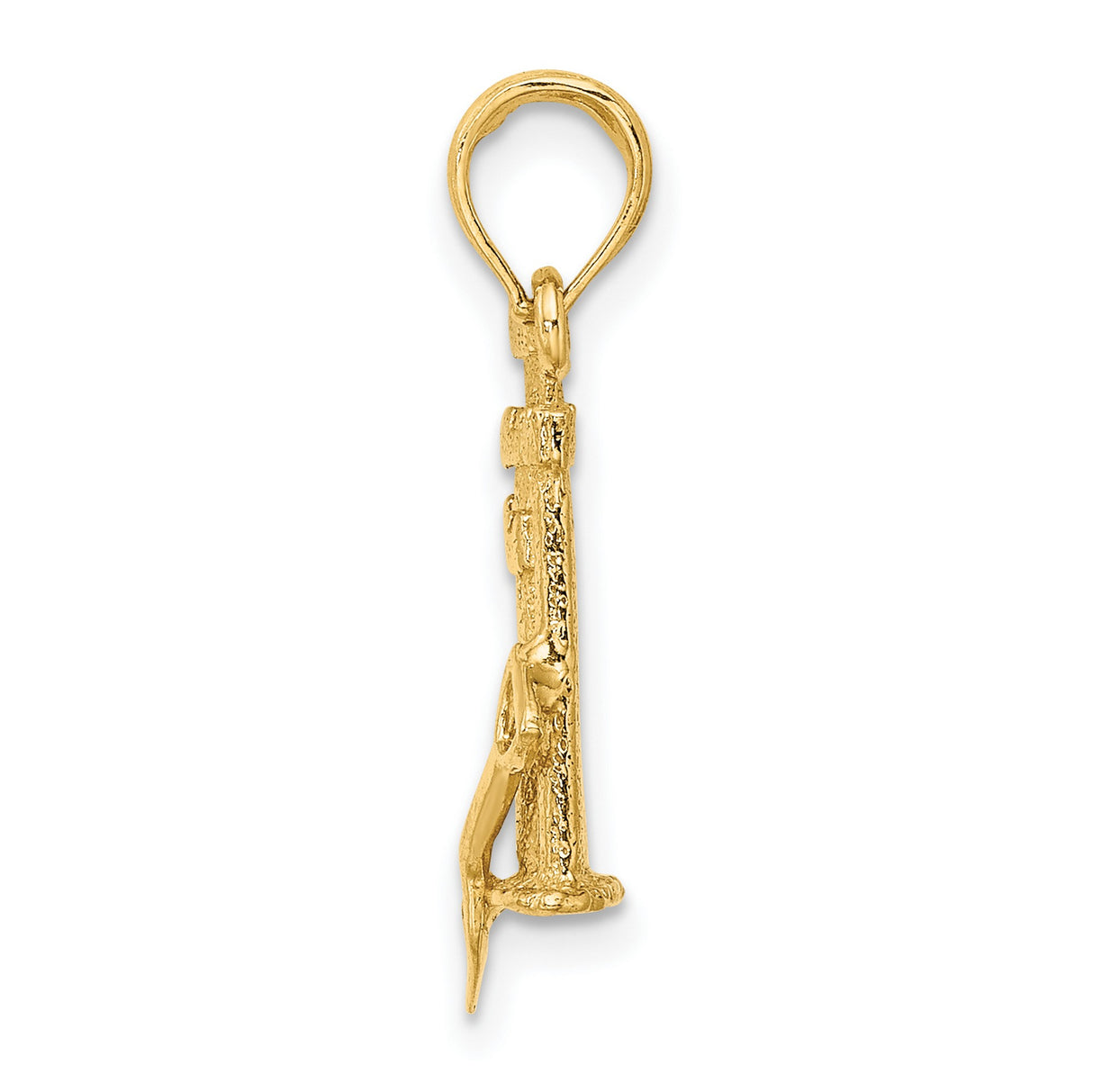 10k Yellow Gold Sandcastle Pendant with Shovel, Three-Dimensional Beach Charm