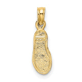 10k Yellow Gold Flip-Flop Pendant, Beach Sandal Charm, Summer Tropical Theme for Women or Unisex