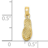 10k Yellow Gold Flip-Flop Pendant, Beach Sandal Charm, Summer Tropical Theme for Women or Unisex
