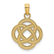 10k Yellow Gold Celtic Knot Pendant with Rope Texture and Circle Design