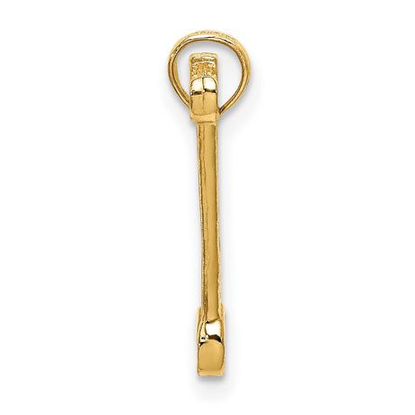 10k Yellow Gold Wrench Pendant, Open-End Tool Design, Industrial Style for Men or Unisex