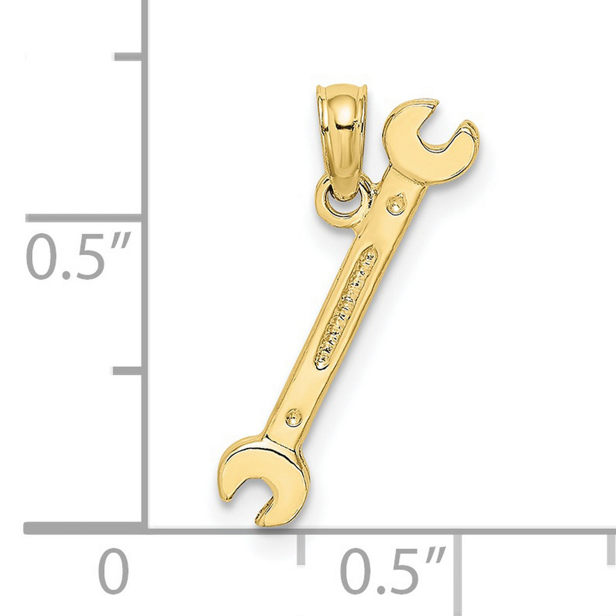 10k Yellow Gold Wrench Pendant, Open-End Tool Design, Industrial Style for Men or Unisex