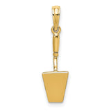 10k Yellow Gold Shovel Pendant, Detailed Spade Charm, Symbolic Tool Jewelry for Men or Unisex