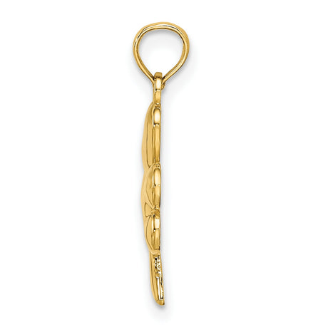 10k Yellow Gold Shamrock Pendant with Three-Leaf Clover Celtic Design