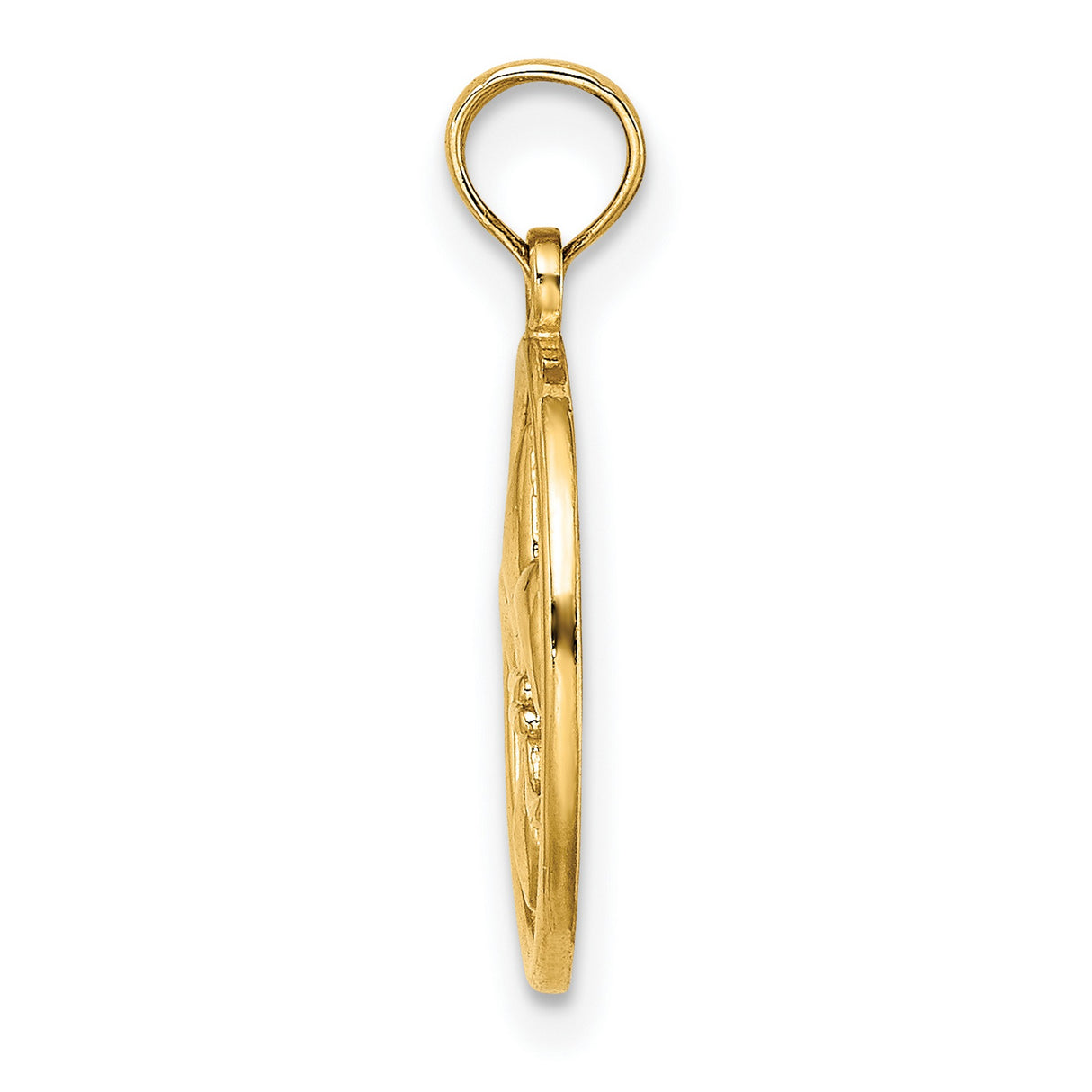 10k Yellow Gold Oval Pendant with Raised Fleur de Lis Design