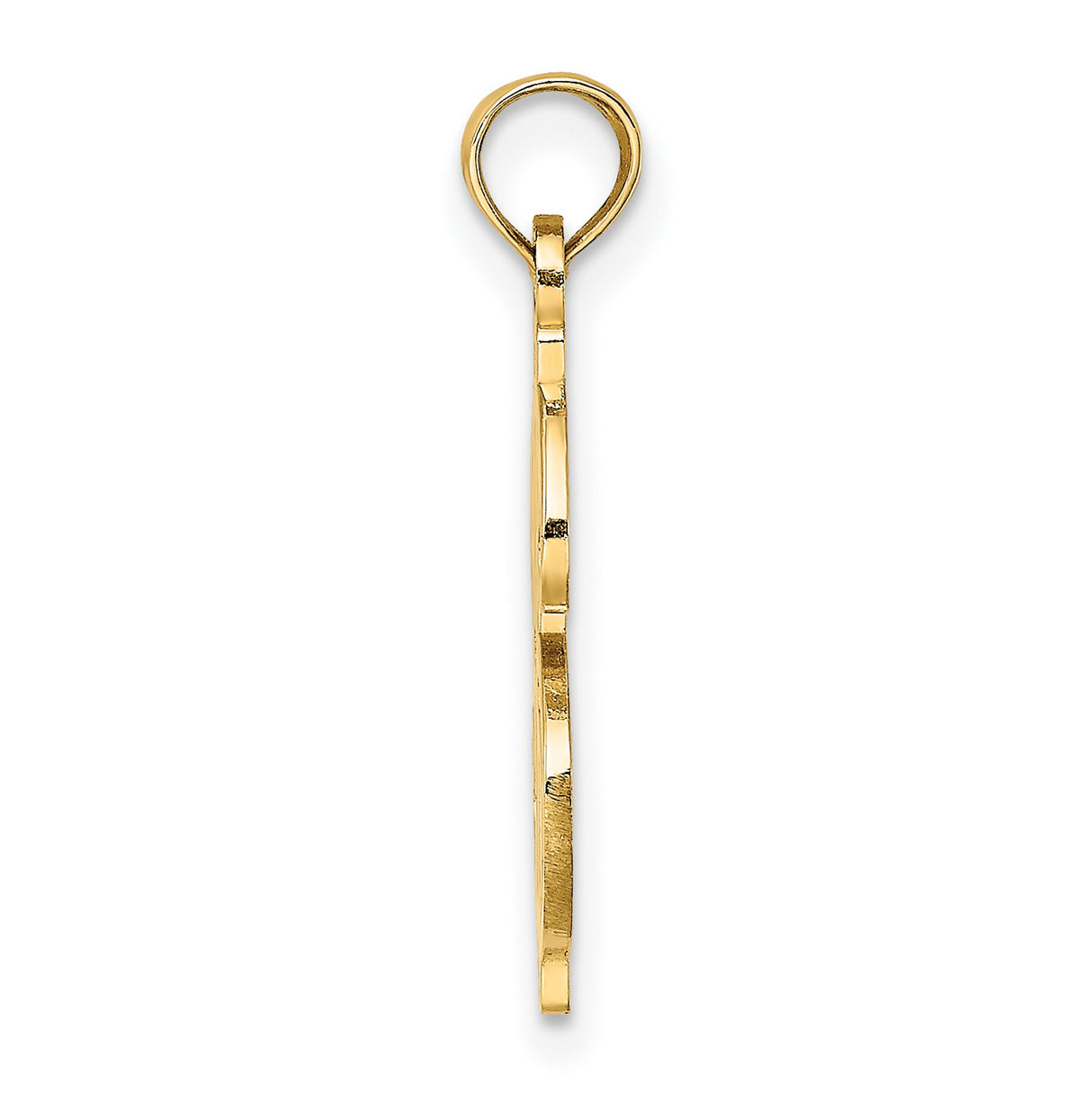 10k Yellow Gold Dollar Sign Pendant with Openwork Design and Textured Accents for Men