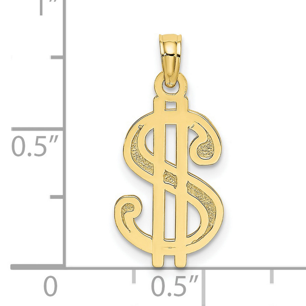 10k Yellow Gold Dollar Sign Pendant with Openwork Design and Textured Accents for Men