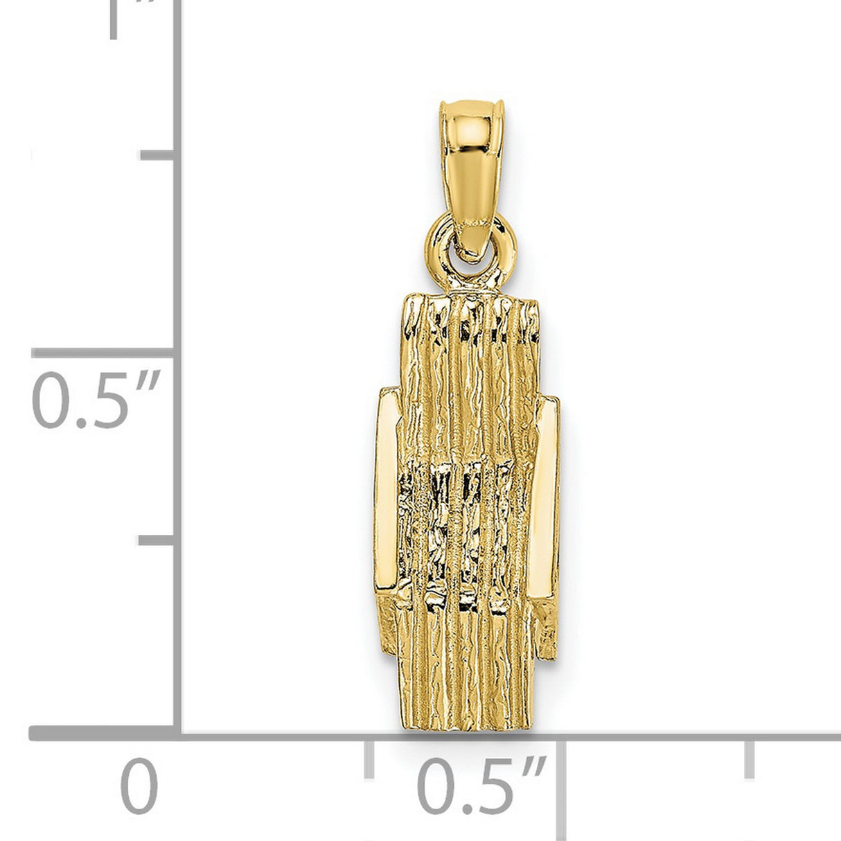 10k Yellow Gold Torah Scroll Pendant, Bark Texture Finish, Jewish Faith Symbol Jewelry