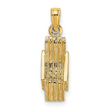 10k Yellow Gold Torah Scroll Pendant, Bark Texture Finish, Jewish Faith Symbol Jewelry