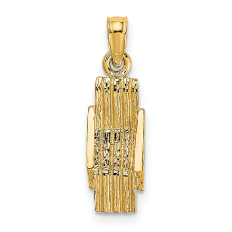 10k Yellow Gold Torah Scroll Pendant, Bark Texture Finish, Jewish Faith Symbol Jewelry