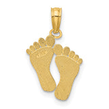 10k Yellow Gold Twin Baby Feet Pendant, Sentimental Motherhood and Family Charm for Women