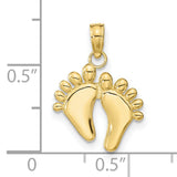 10k Yellow Gold Twin Baby Feet Pendant, Sentimental Motherhood and Family Charm for Women