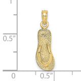 10k Yellow Gold Flip-Flop Pendant, Textured Sandal Charm, Beach Vacation Style Jewelry