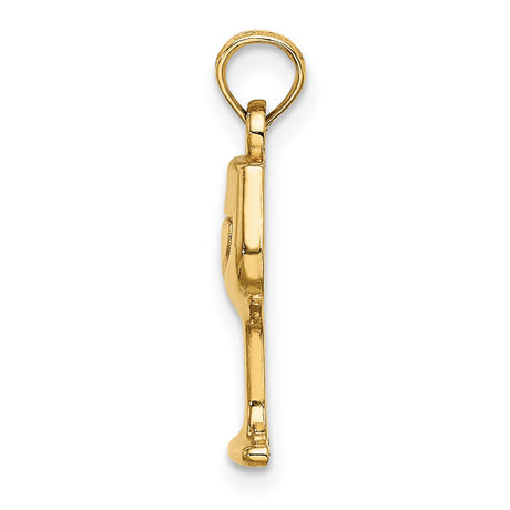 10k Yellow Gold Wine Glass Charm Pendant, Polished Goblet Design, Celebration Theme Jewelry