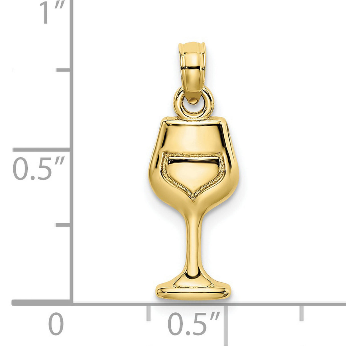10k Yellow Gold Wine Glass Charm Pendant, Polished Goblet Design, Celebration Theme Jewelry