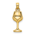 10k Yellow Gold Wine Glass Charm Pendant, Polished Goblet Design, Celebration Theme Jewelry