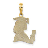 10k Yellow Gold Female Graduate Pendant with Cap, Gown, and Diploma Charm