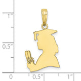 10k Yellow Gold Female Graduate Pendant with Cap, Gown, and Diploma Charm
