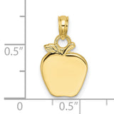 10k Yellow Gold Apple Pendant with Leaf Detail, Polished Charm for Women or Unisex Wear