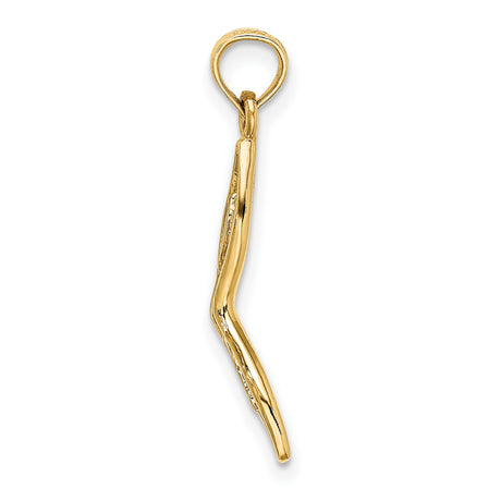 10k Yellow Gold Flame Pendant with Textured Finish and Double Eye Openwork Design