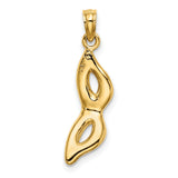 10k Yellow Gold Flame Pendant with Textured Finish and Double Eye Openwork Design