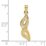 10k Yellow Gold Flame Pendant with Textured Finish and Double Eye Openwork Design