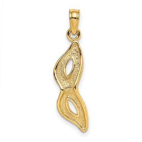 10k Yellow Gold Flame Pendant with Textured Finish and Double Eye Openwork Design