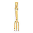 10k Yellow Gold Garden Fork Pendant, Rustic Pitchfork Farming Tool Charm