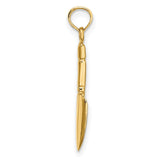 10k Yellow Gold Shovel Pendant, Trowel Shaped Charm Symbolizing Hard Work and Gardening