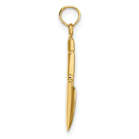 10k Yellow Gold Shovel Pendant, Trowel Shaped Charm Symbolizing Hard Work and Gardening