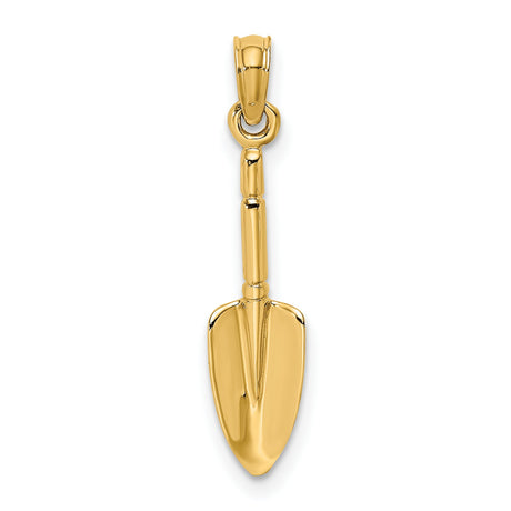 10k Yellow Gold Shovel Pendant, Trowel Shaped Charm Symbolizing Hard Work and Gardening