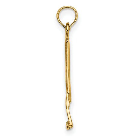 10k Yellow Gold Rake Charm Pendant, Garden Tool Symbol, Nature and Growth Theme
