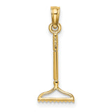 10k Yellow Gold Rake Pendant, Miniature Garden Tool Charm, Nature and Growth Theme