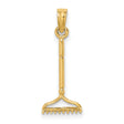 10k Yellow Gold Rake Pendant, Miniature Garden Tool Charm, Nature and Growth Theme