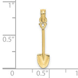 10k Yellow Gold Shovel Pendant with Miniature Spade Design for Men or Women