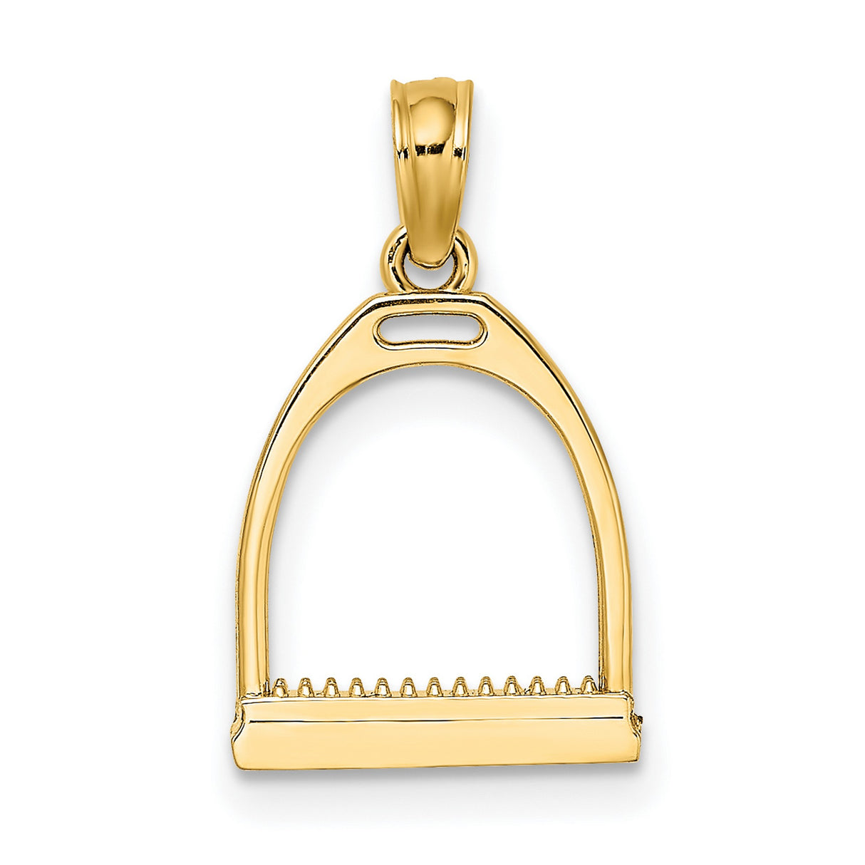 10k Yellow Gold Stirrup Pendant with 3D Horse Design, Equestrian Western Style for Women