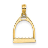 10k Yellow Gold Stirrup Pendant with 3D Horse Design, Equestrian Western Style for Women