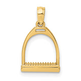 10k Yellow Gold Stirrup Pendant with 3D Horse Design, Equestrian Western Style for Women