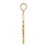 10k Yellow Gold Fleur-de-Lis Pendant with Beaded Detailing, Christian Symbol for Women