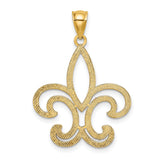 10k Yellow Gold Fleur-de-Lis Pendant with Beaded Detailing, Christian Symbol for Women