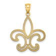 10k Yellow Gold Fleur-de-Lis Pendant with Beaded Detailing, Christian Symbol for Women
