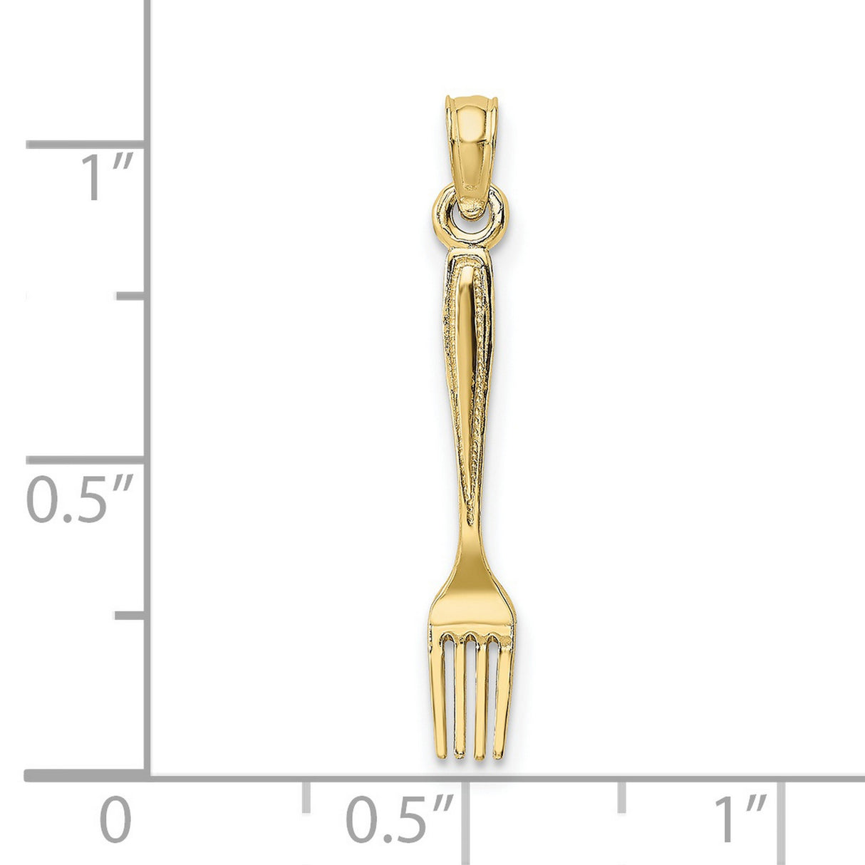 10k Yellow Gold Fork Pendant, Miniature Culinary Utensil Charm, Cooking Jewelry for Women or Unisex