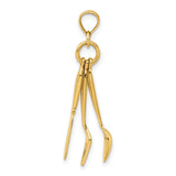 10k Yellow Gold Pendant, Knife Fork Spoon Cutlery Trio, Culinary Style for Food Lovers